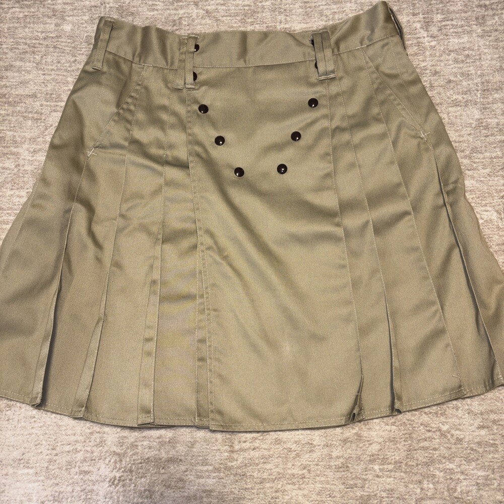 Utilikilt Men's Khaki Utility Kilt Size 39x23 EUC Snap Closure Heavy Duty Y2K